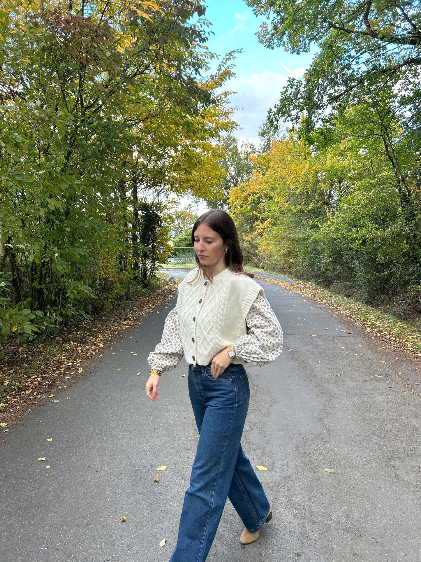 Cardigan sans manches LOU crème