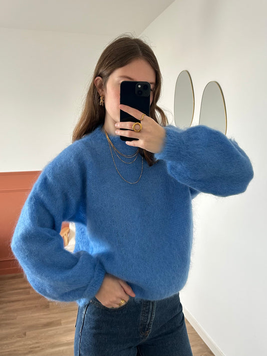Pull MOHAIR bleu