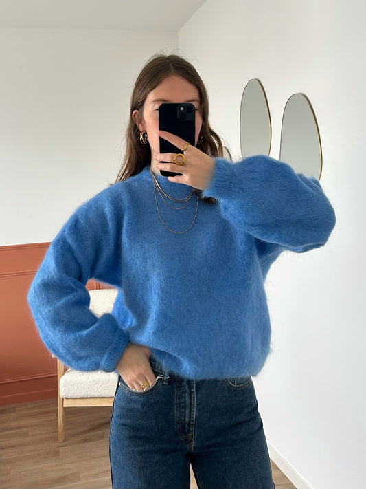 Pull MOHAIR bleu