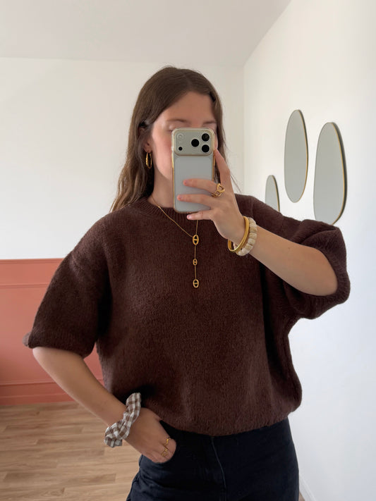 Pull manches courtes LANA chocolat