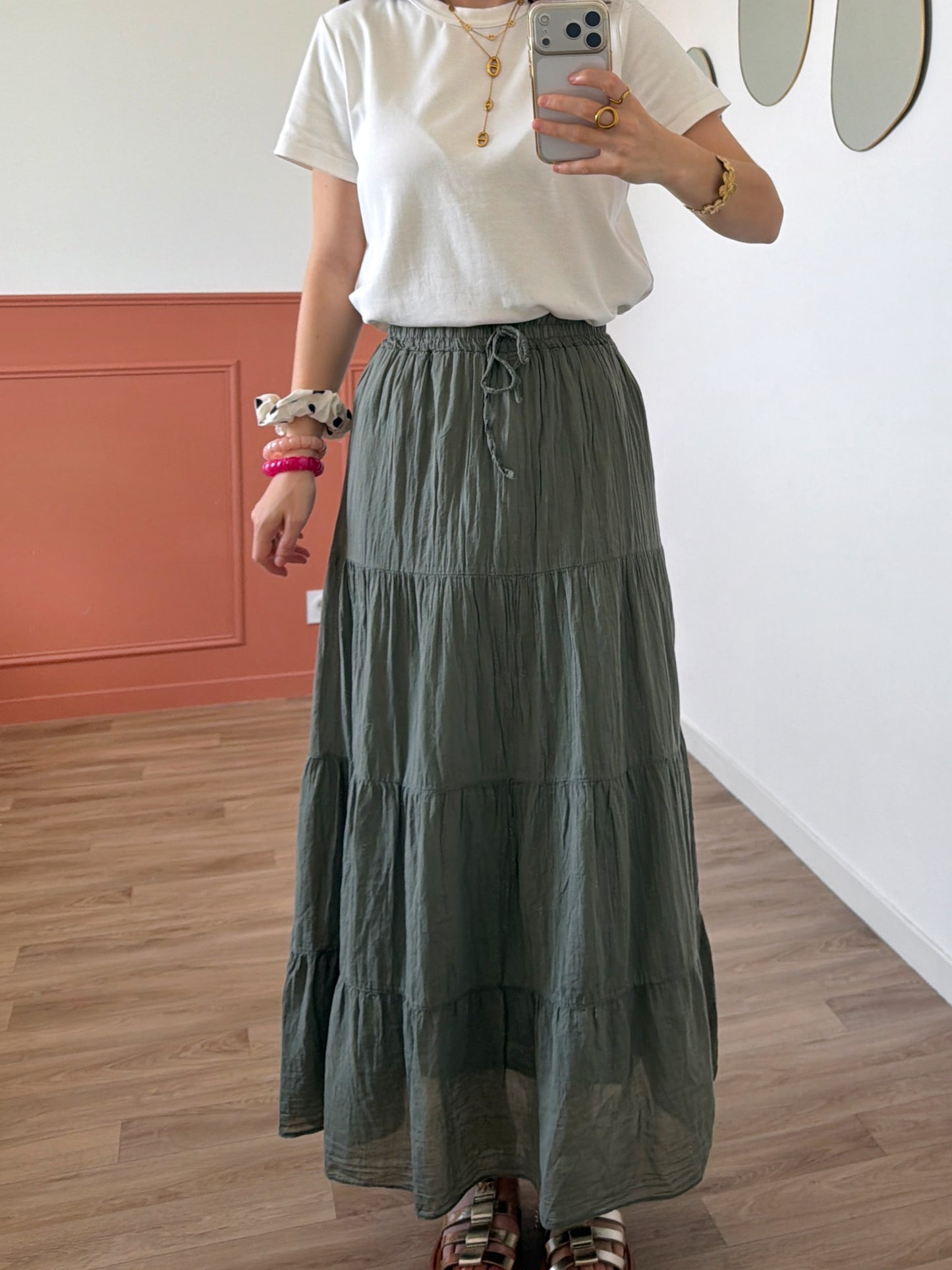 Jupe longue MORGANE kaki