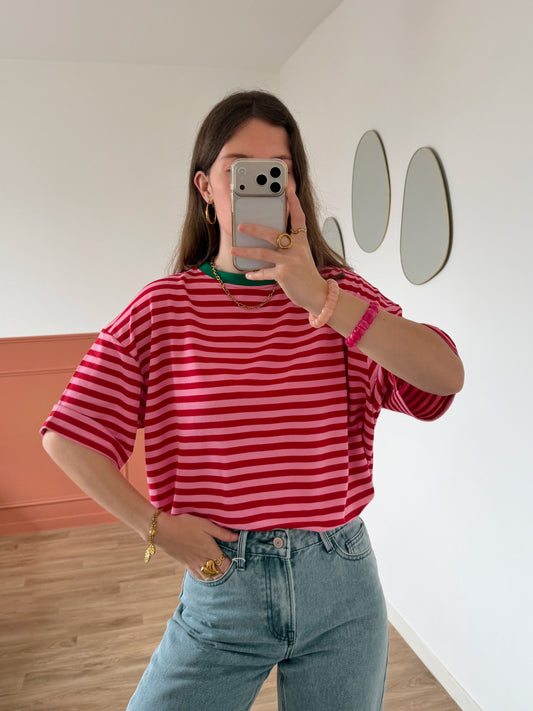 T-shirt AXELLE rouge et rose