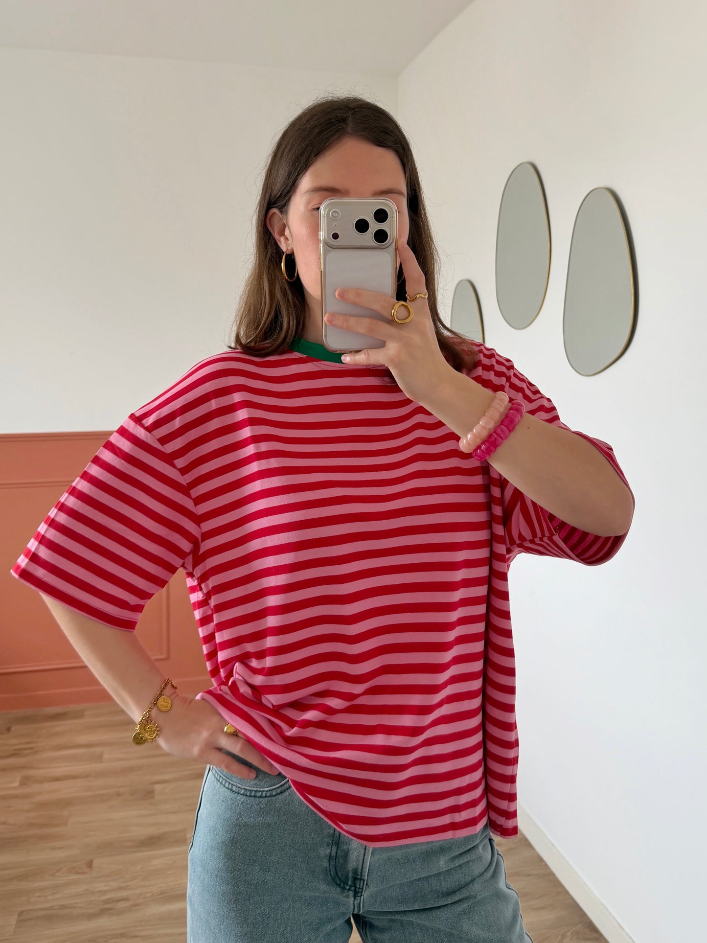 T-shirt AXELLE rouge et rose