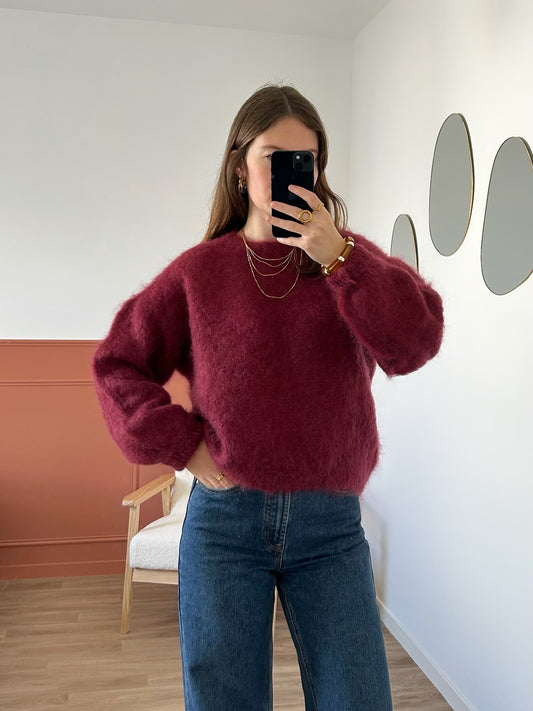 Pull MOHAIR bordeaux