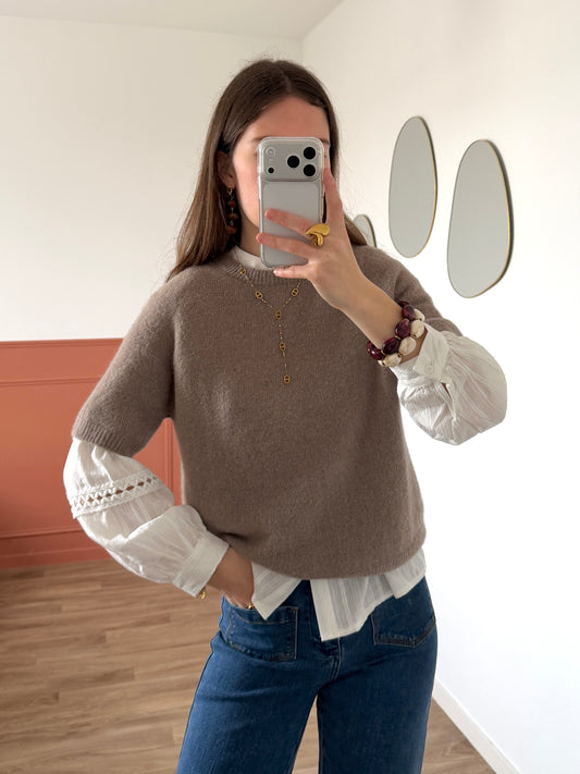 Pull manches courtes AVA marron
