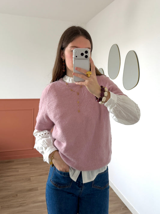 Pull manches courtes AVA rose