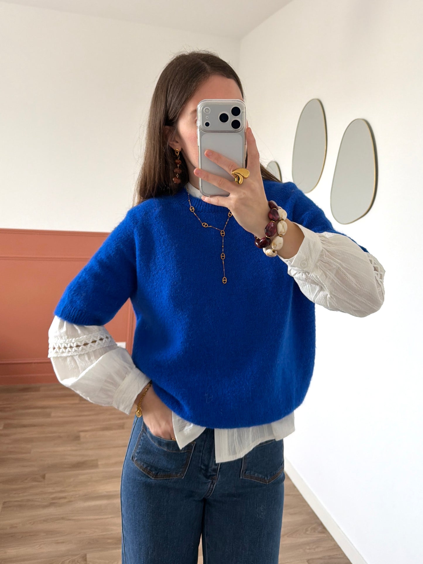 Pull manches courtes AVA bleu