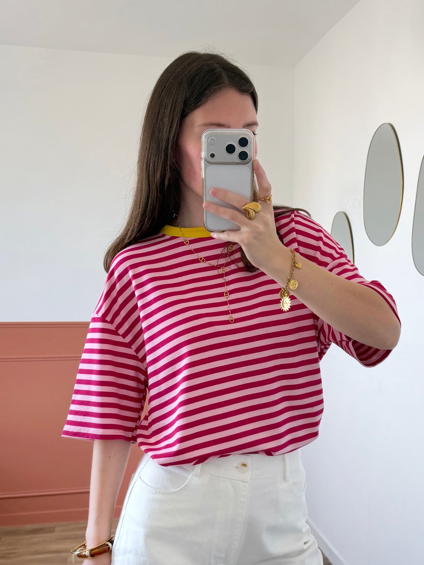 T-shirt AXELLE rose et fuchsia