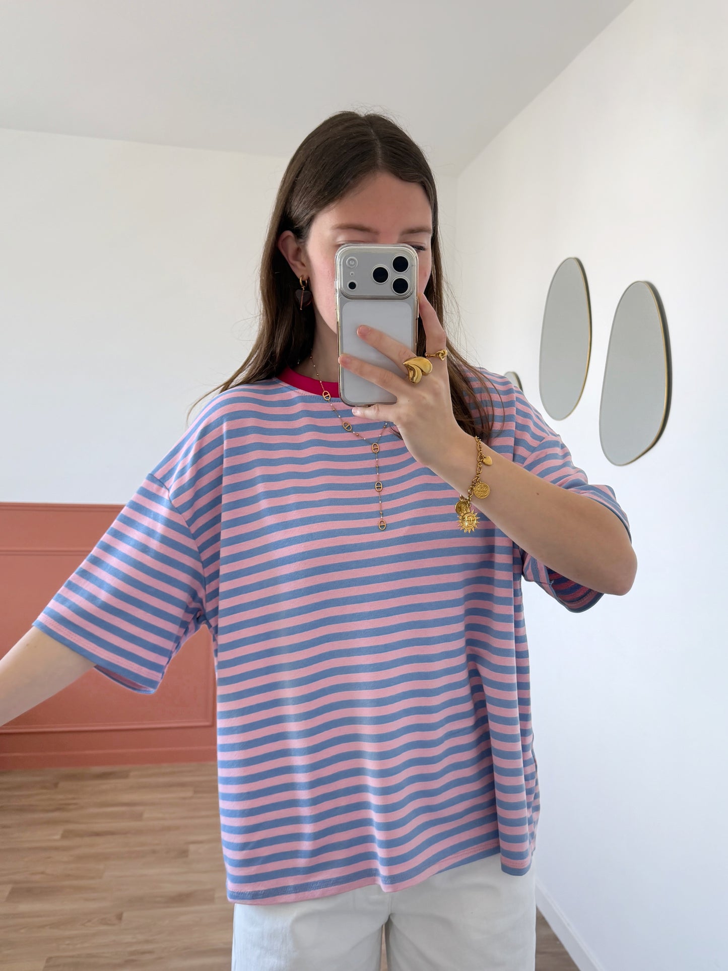 T-shirt AXELLE rose et bleu