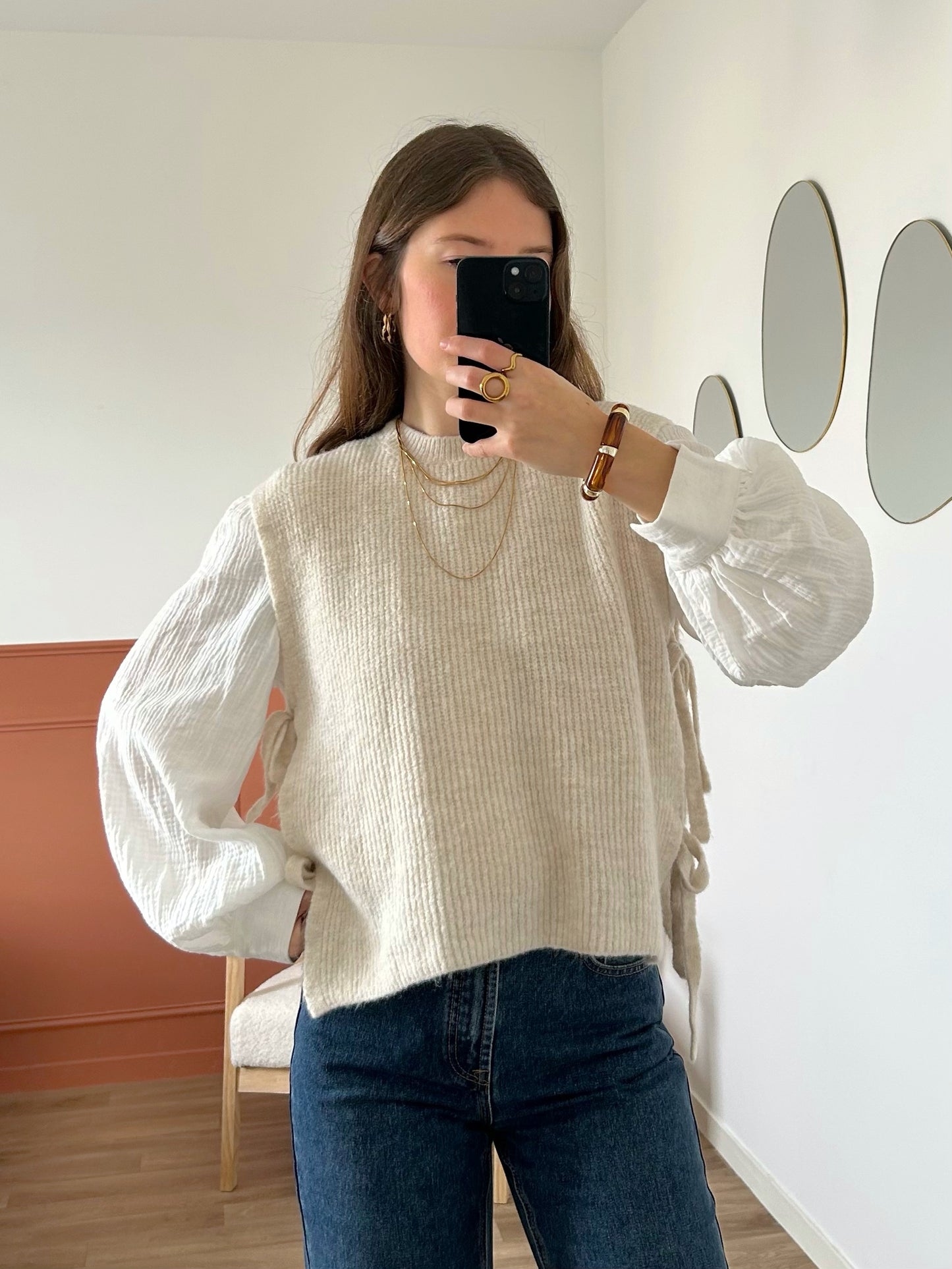 Pull sans manches ABBIE écru