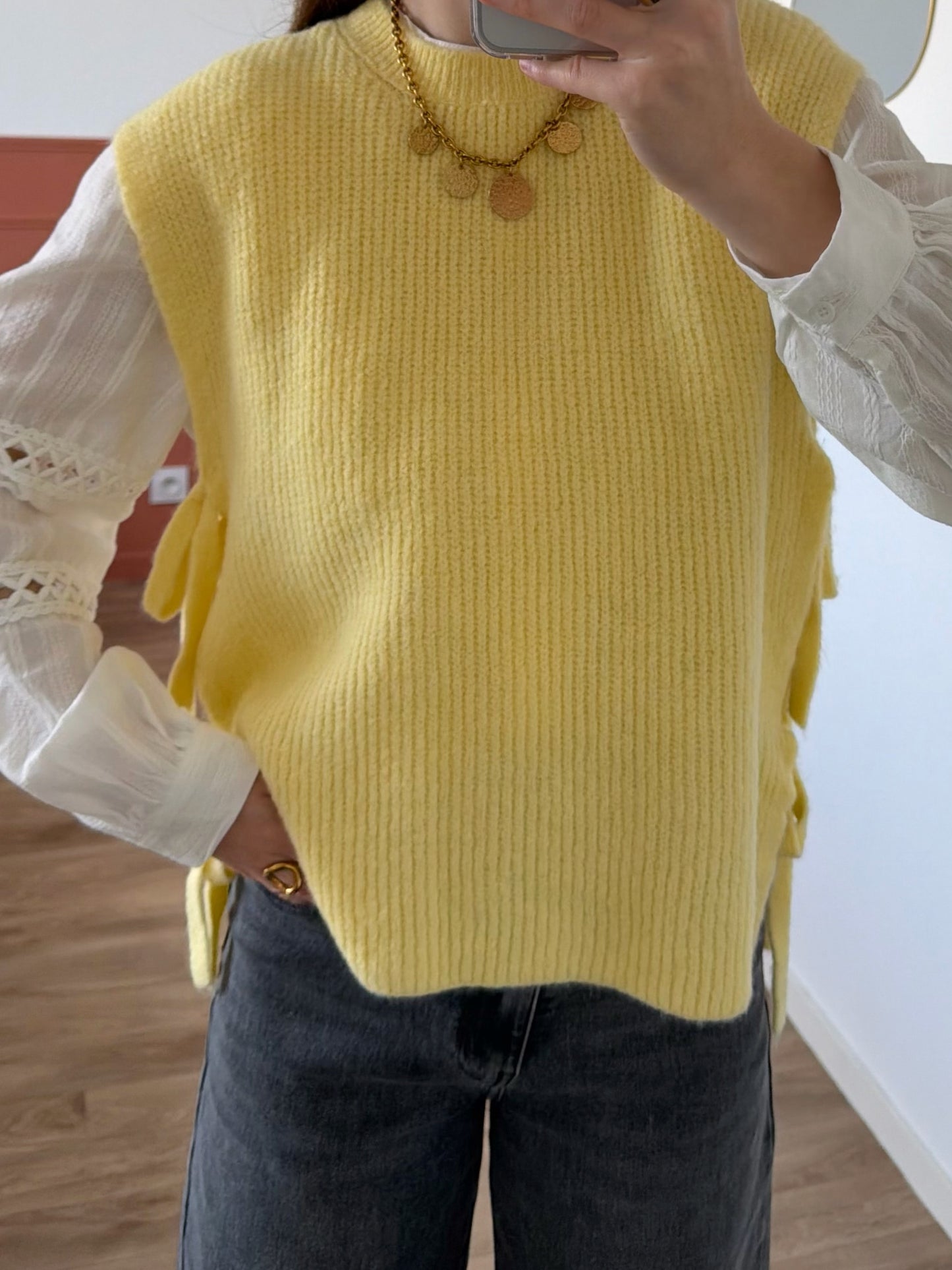Pull sans manches ABBIE jaune