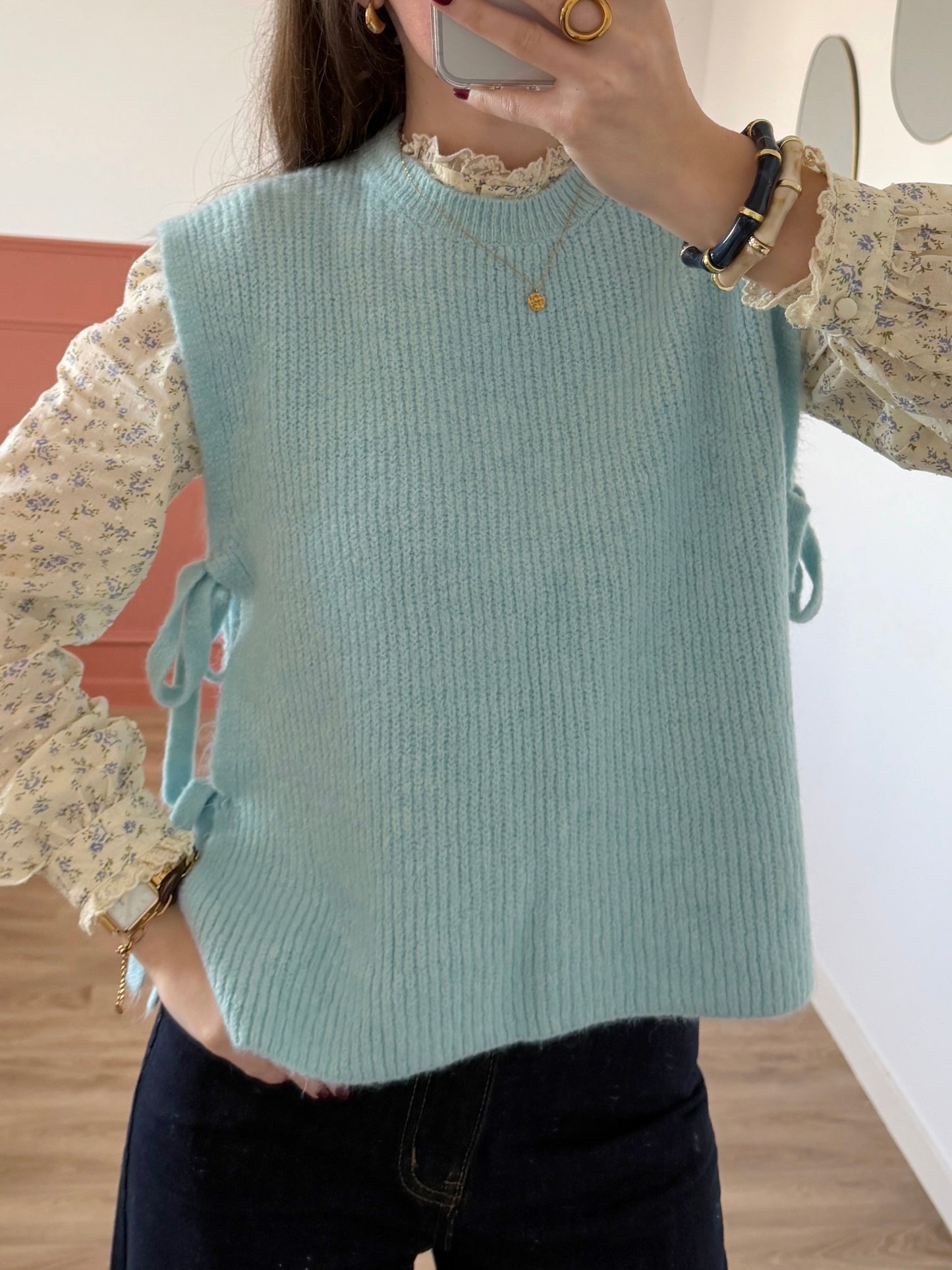Pull sans manches ABBIE bleu