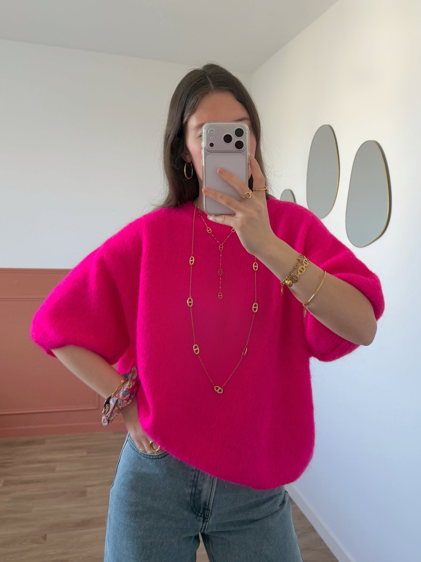 Pull manches courtes LANA fuchsia