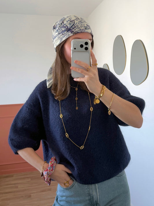 Pull manches courtes LANA bleu marine
