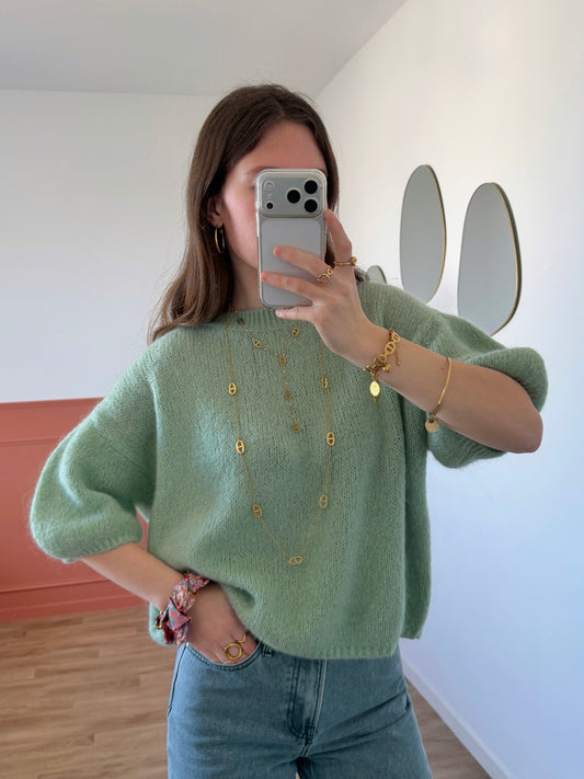 Pull manches courtes LANA vert d'eau