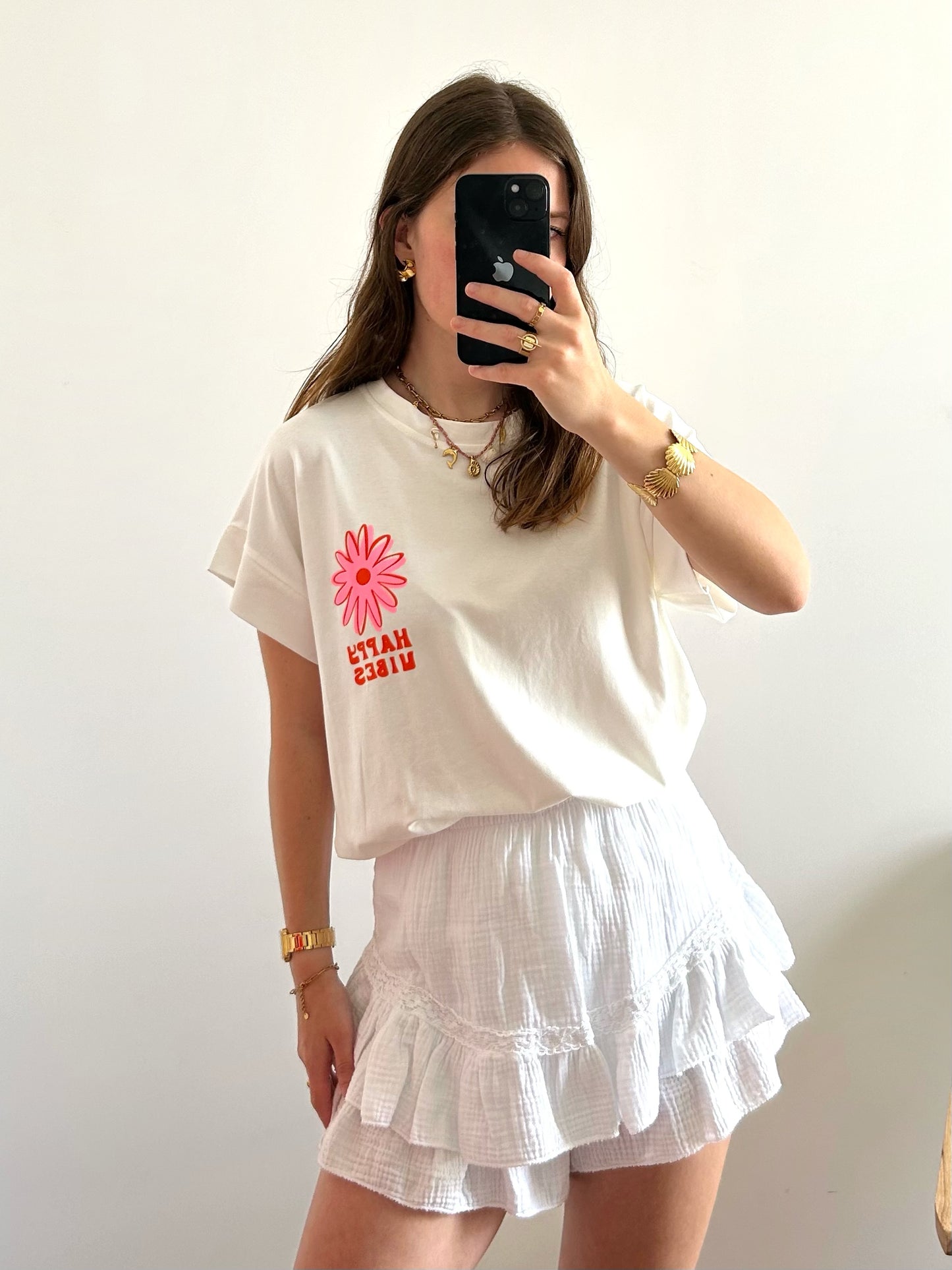 T-shirt HAPPY blanc
