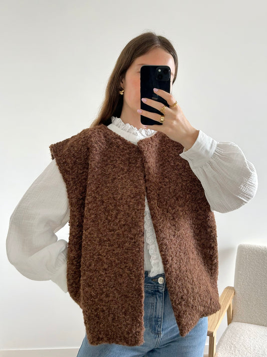 Veste sans manches LINA chocolat