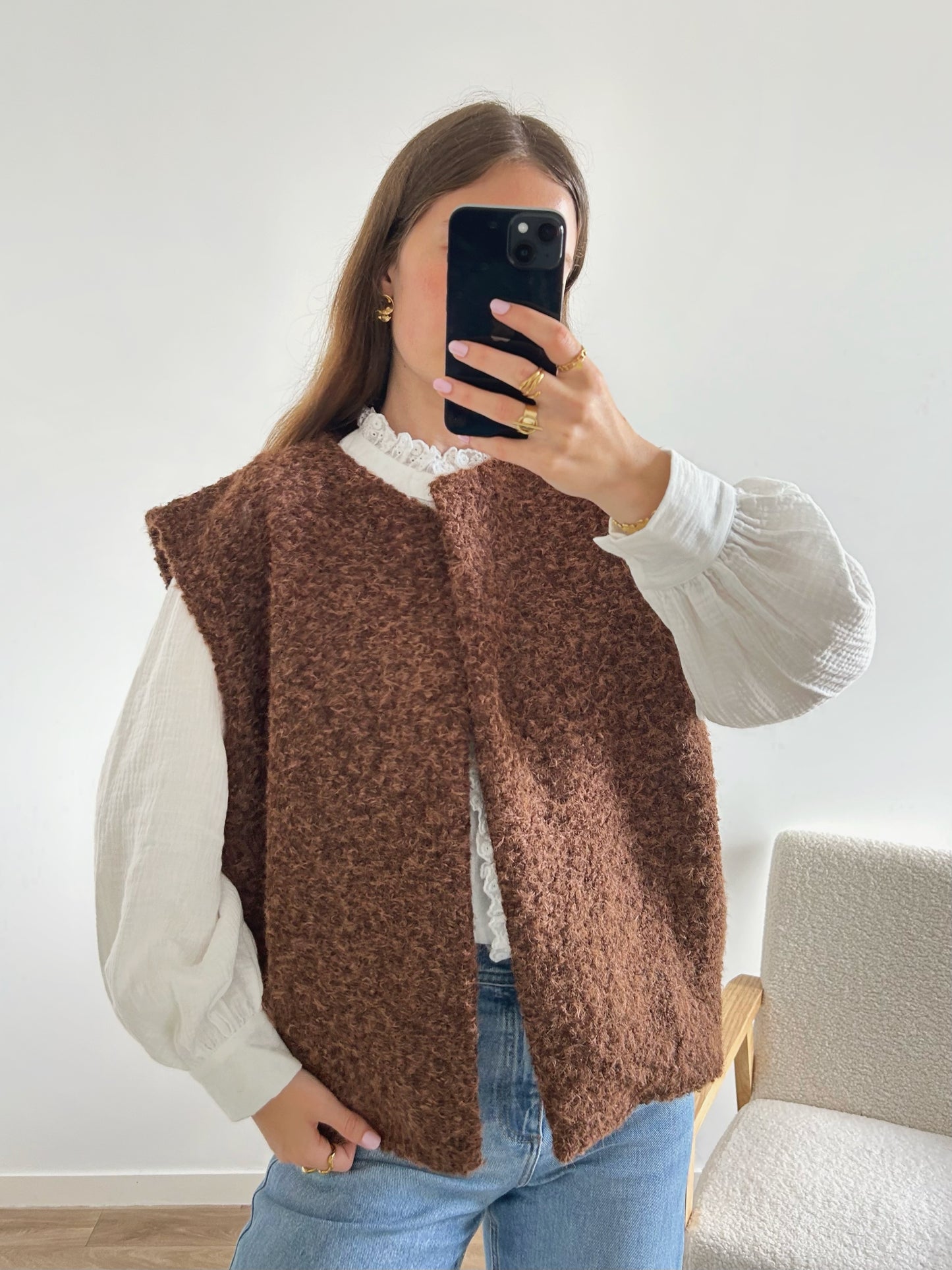 Veste sans manches LINA chocolat