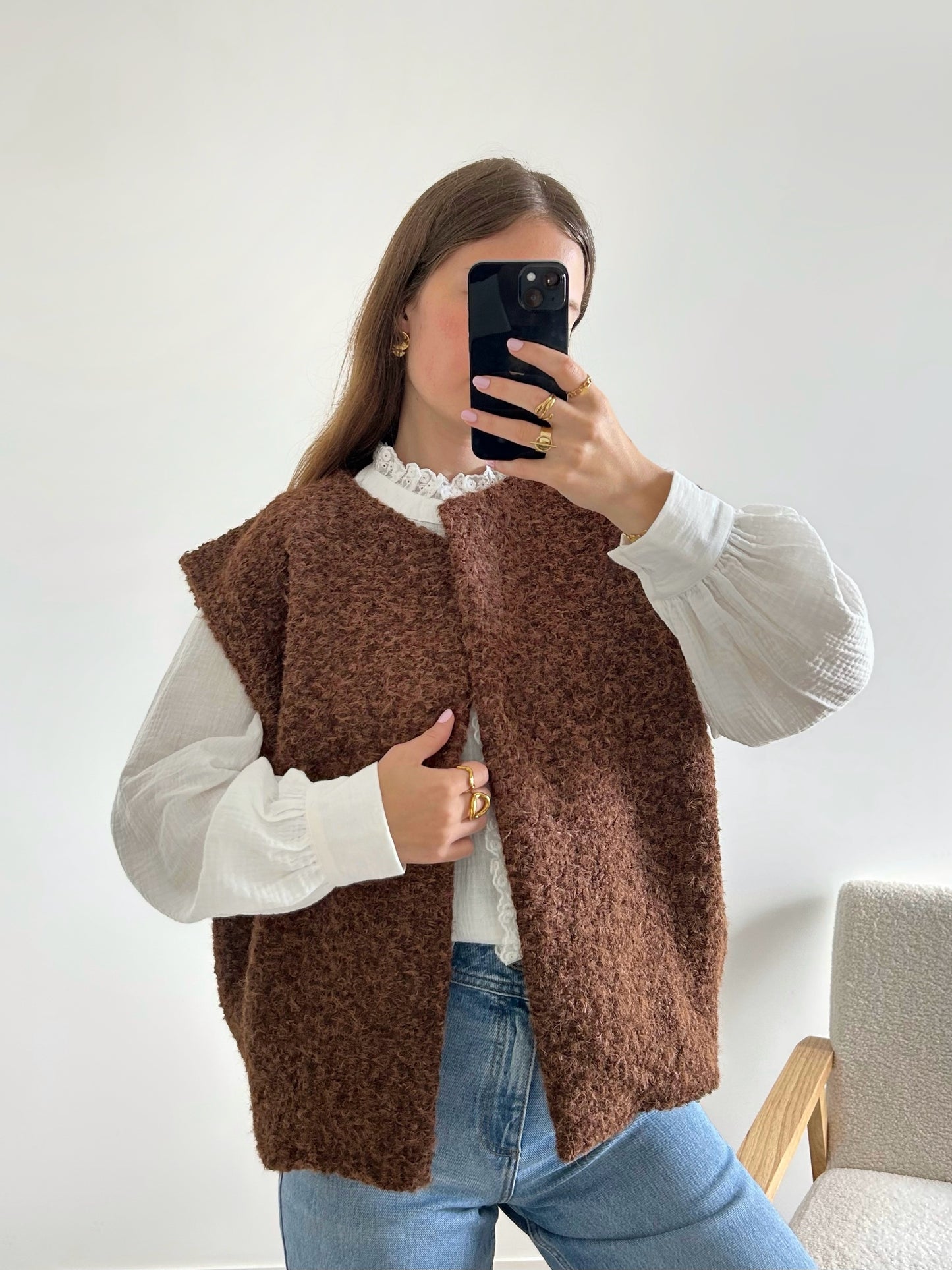 Veste sans manches LINA chocolat