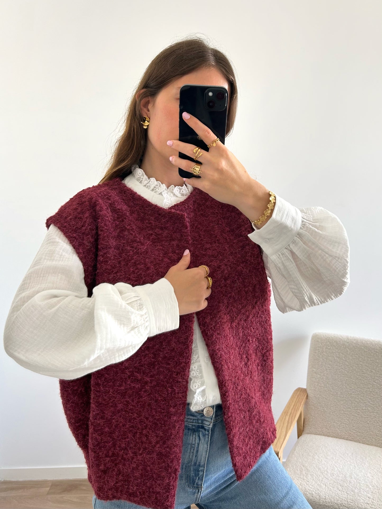 Veste sans manches LINA bordeaux