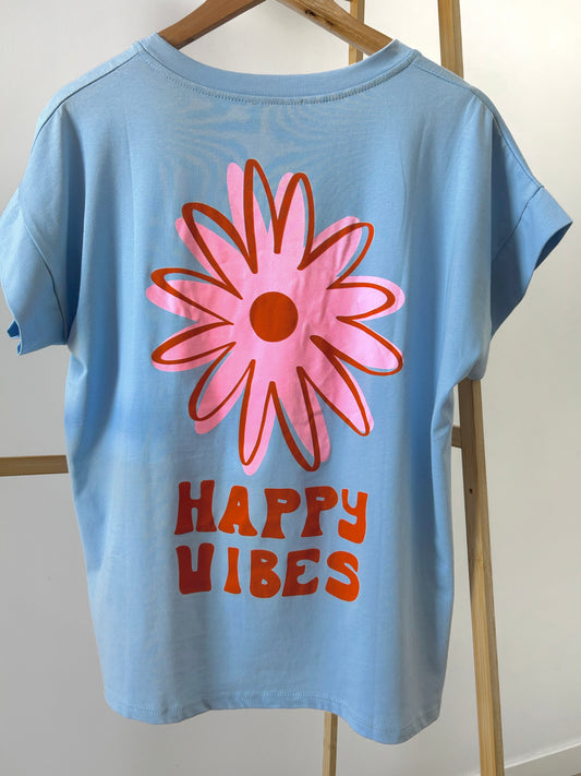 T-shirt HAPPY bleu
