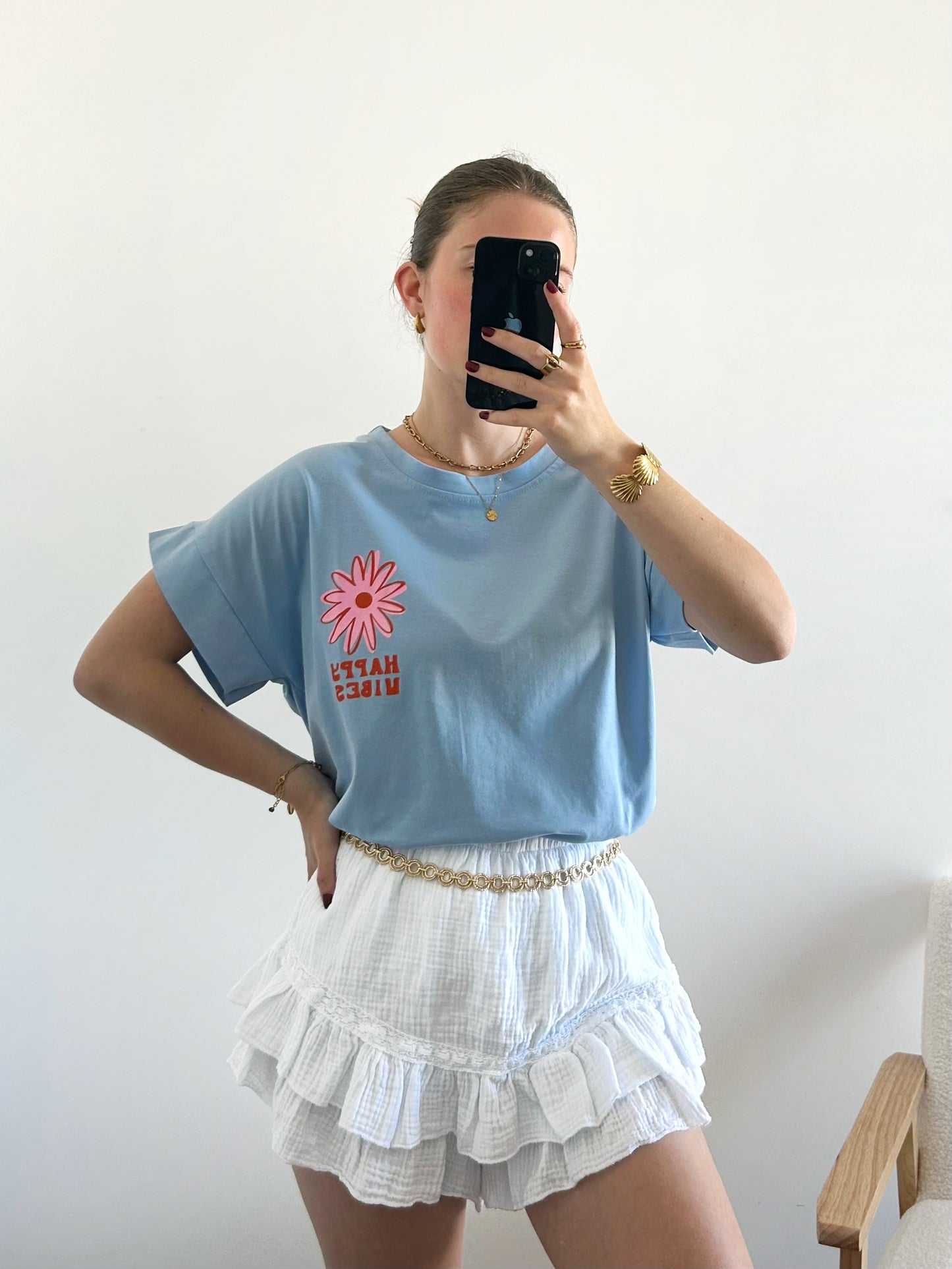 T-shirt HAPPY bleu