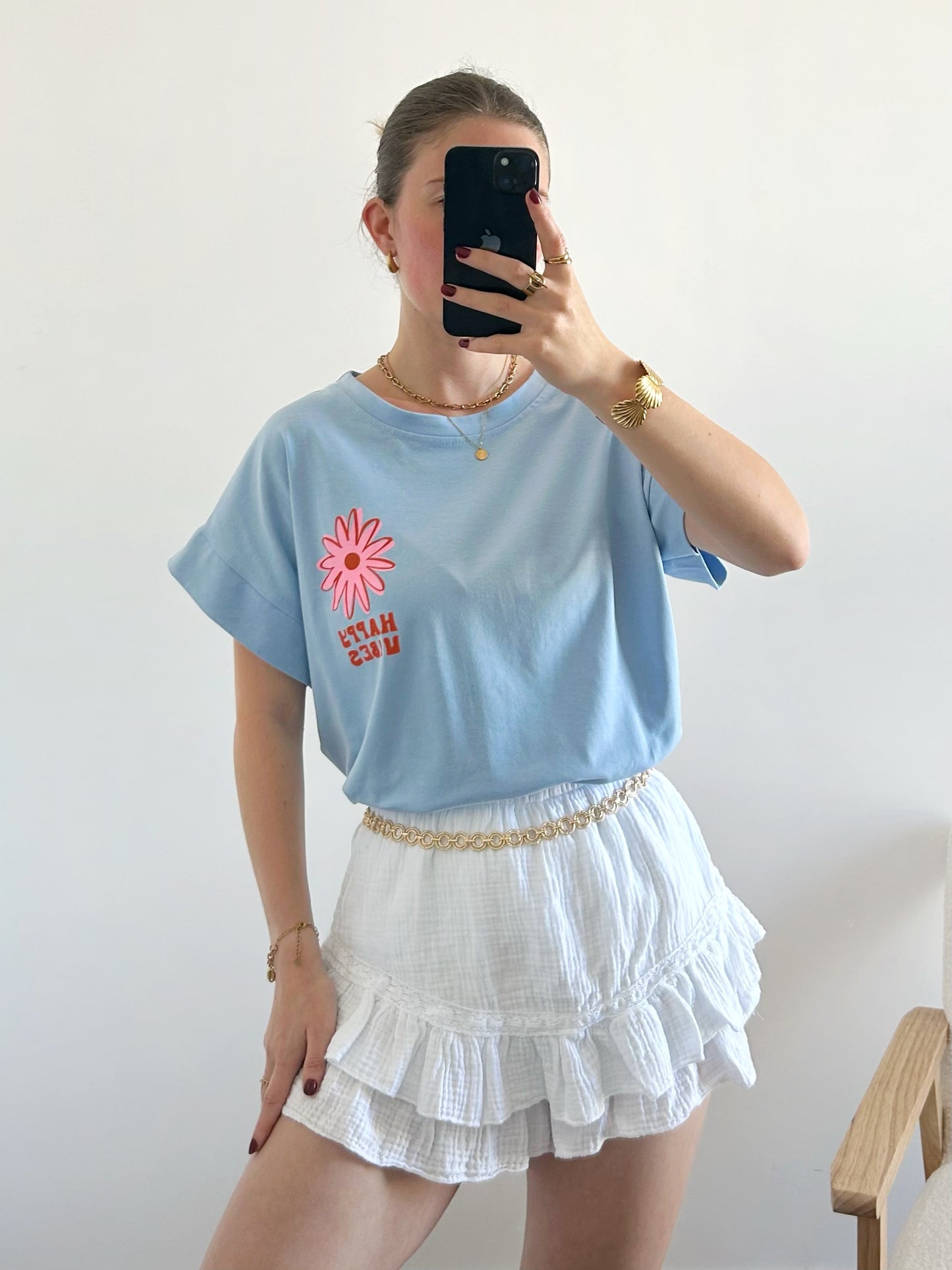 T-shirt HAPPY bleu