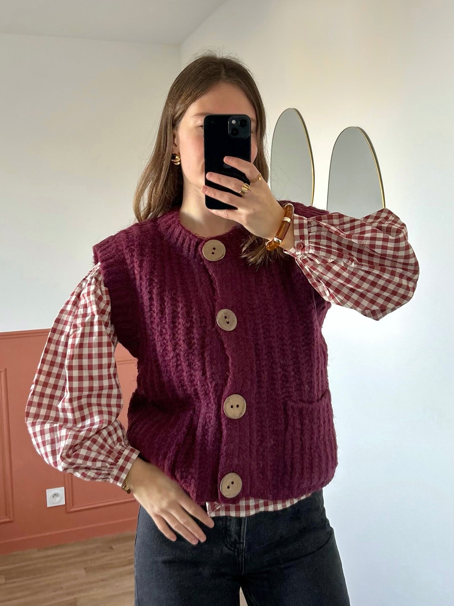 Cardigan sans manches JULIE bordeaux