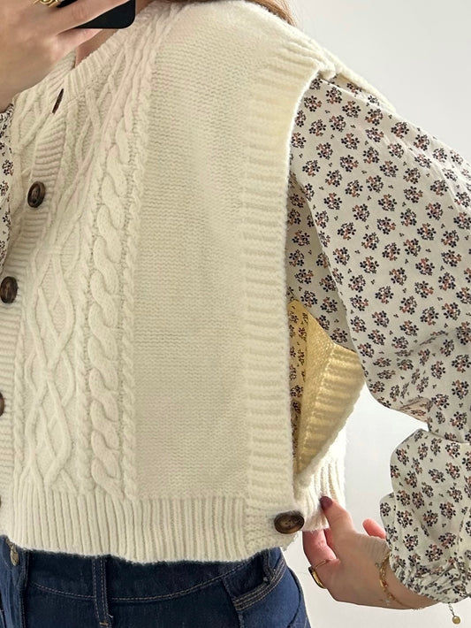 Cardigan sans manches LOU crème