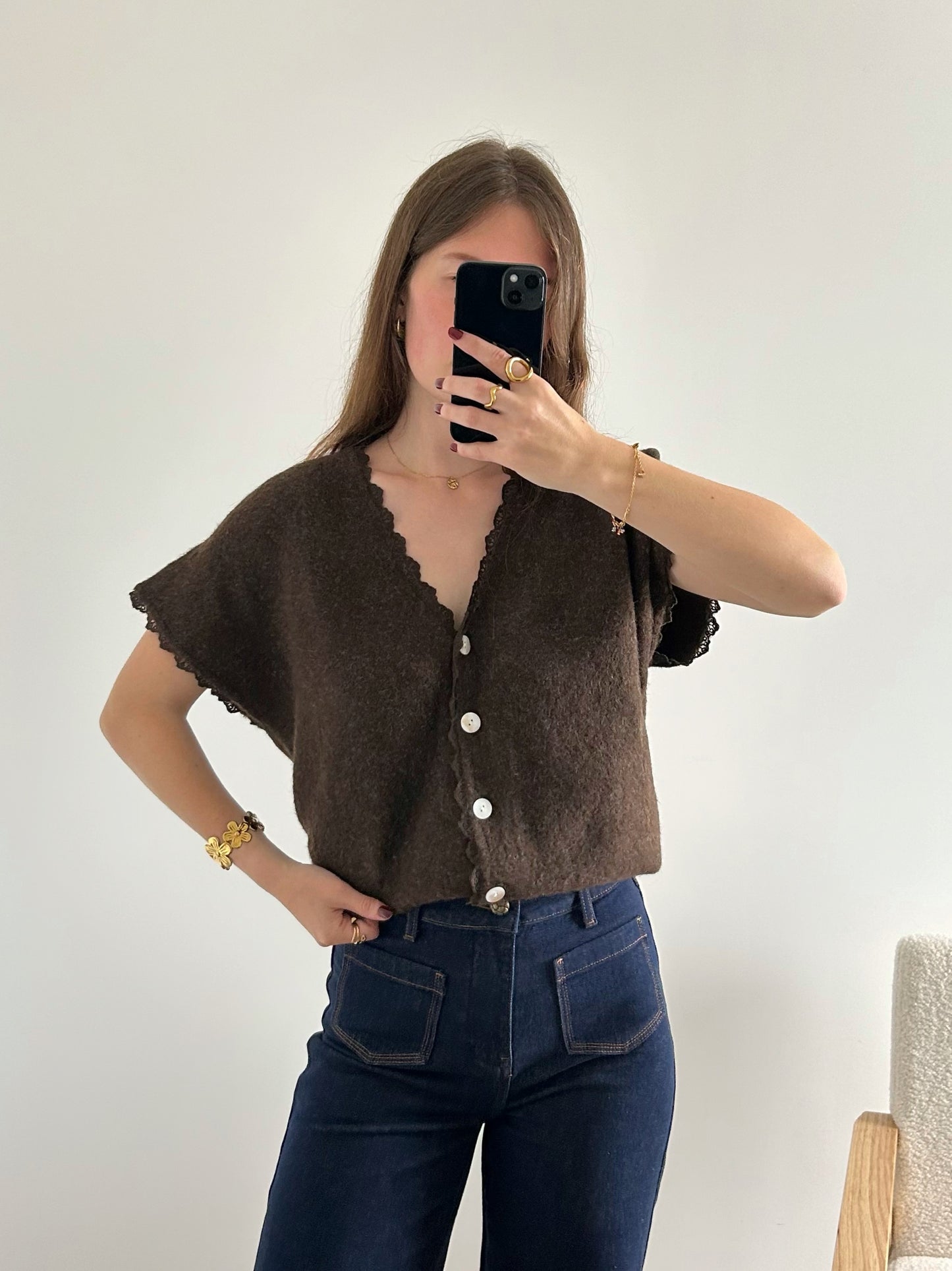 Cardigan sans manches LISON chocolat