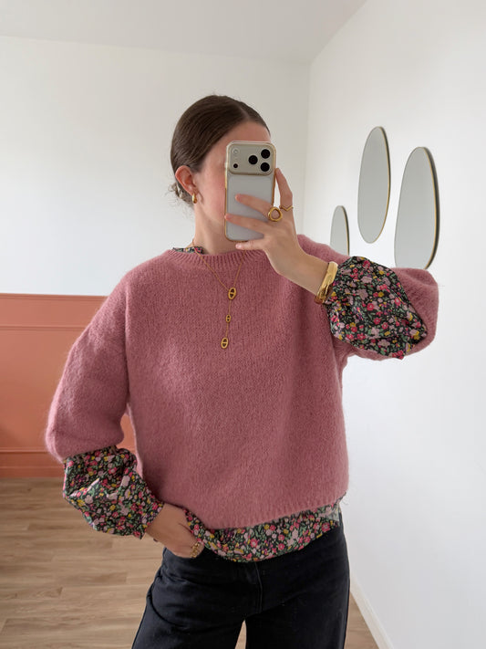 Pull manches courtes LANA vieux rose