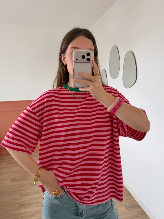 T-shirt AXELLE rouge et rose