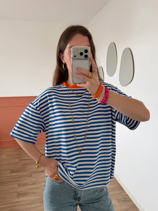 T-shirt AXELLE bleu et blanc