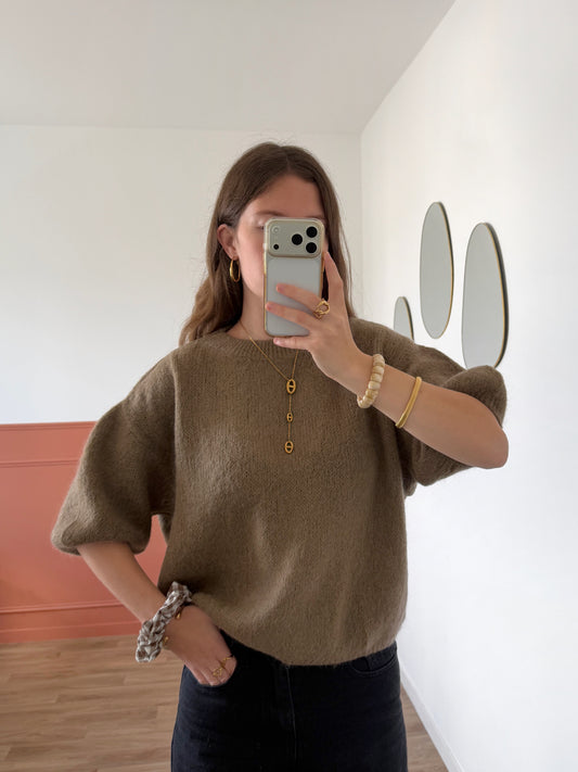Pull manches courtes LANA taupe