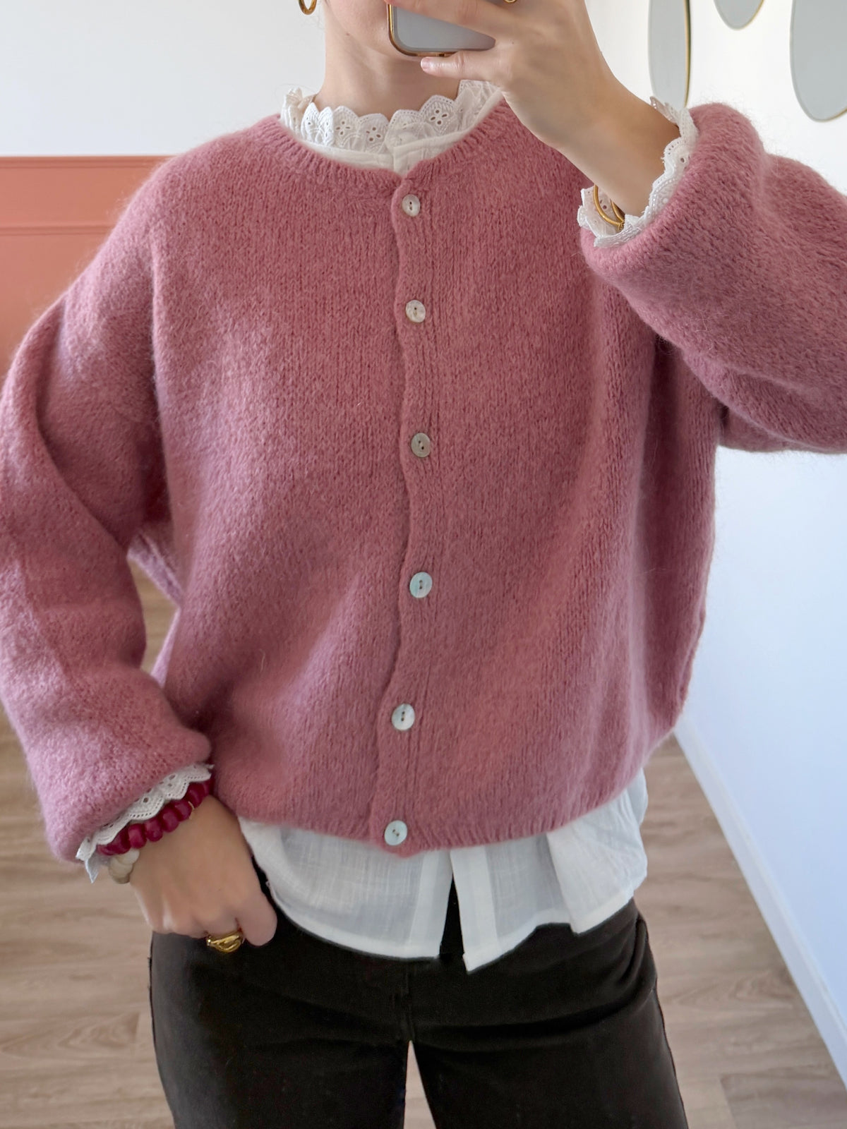 Cardigan OLIVIA vieux rose