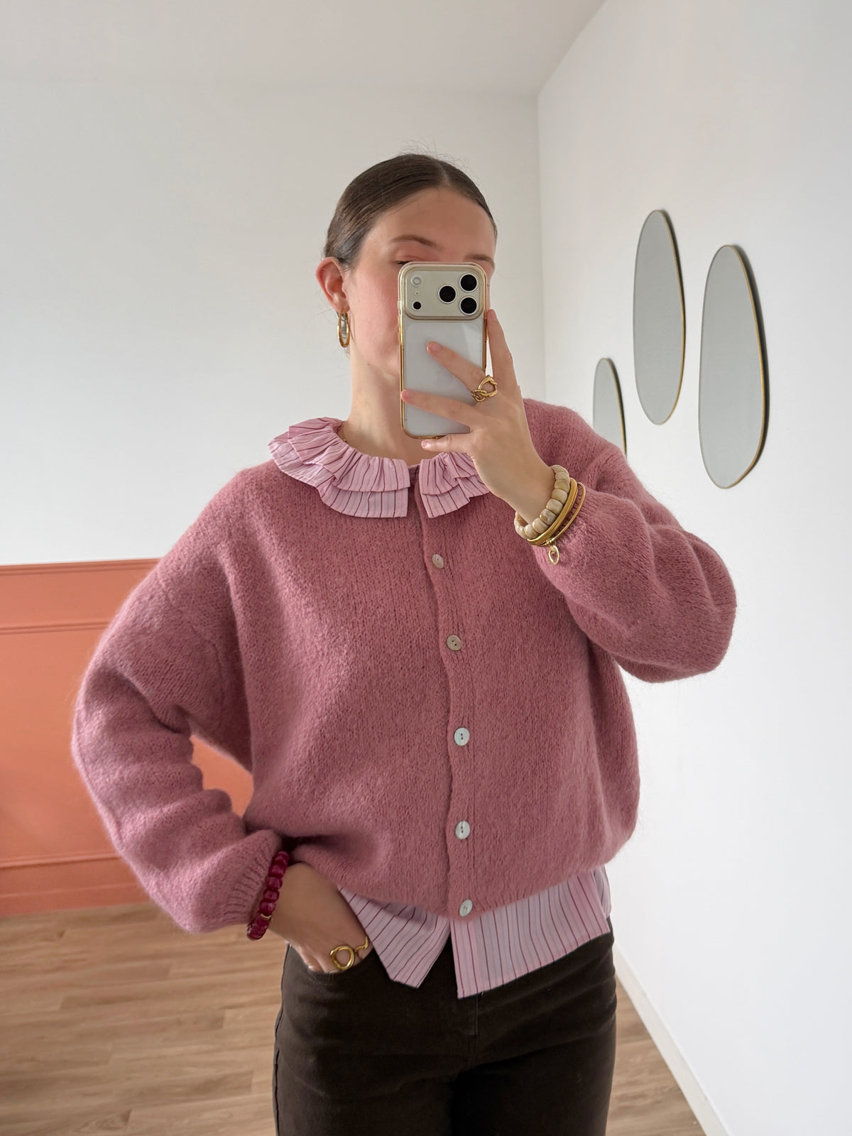 Cardigan OLIVIA vieux rose