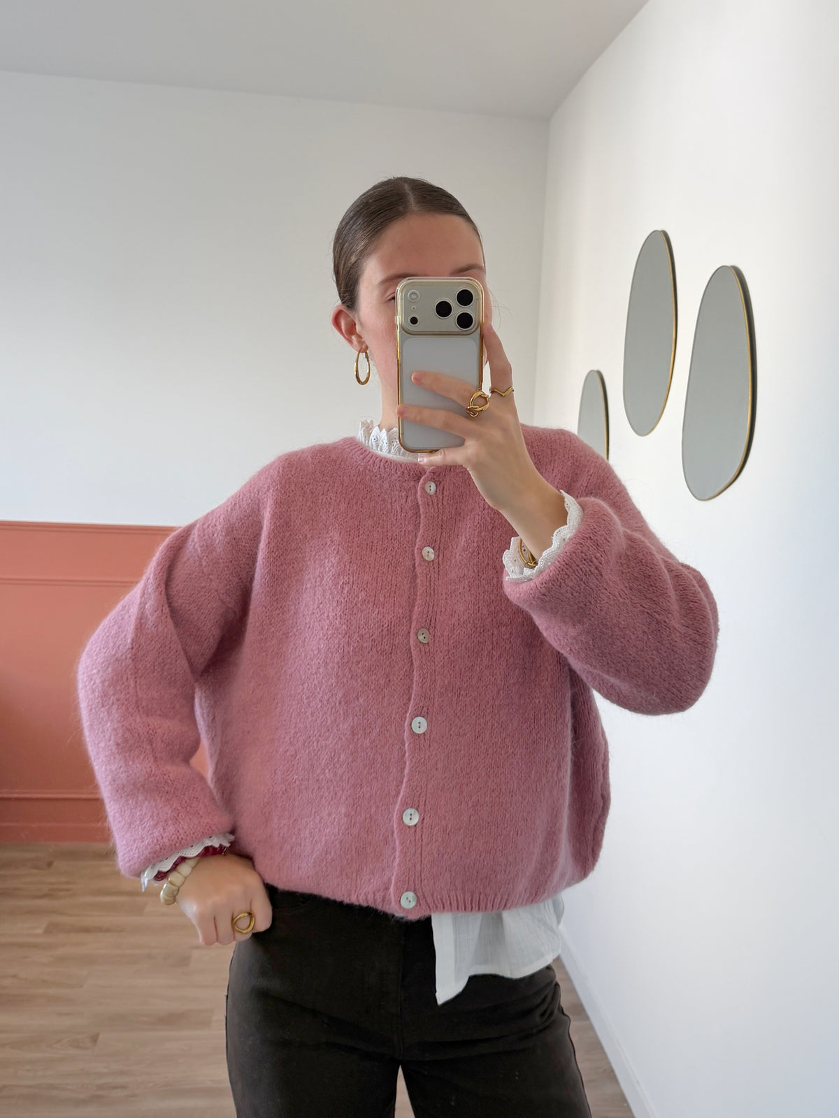 Cardigan OLIVIA vieux rose