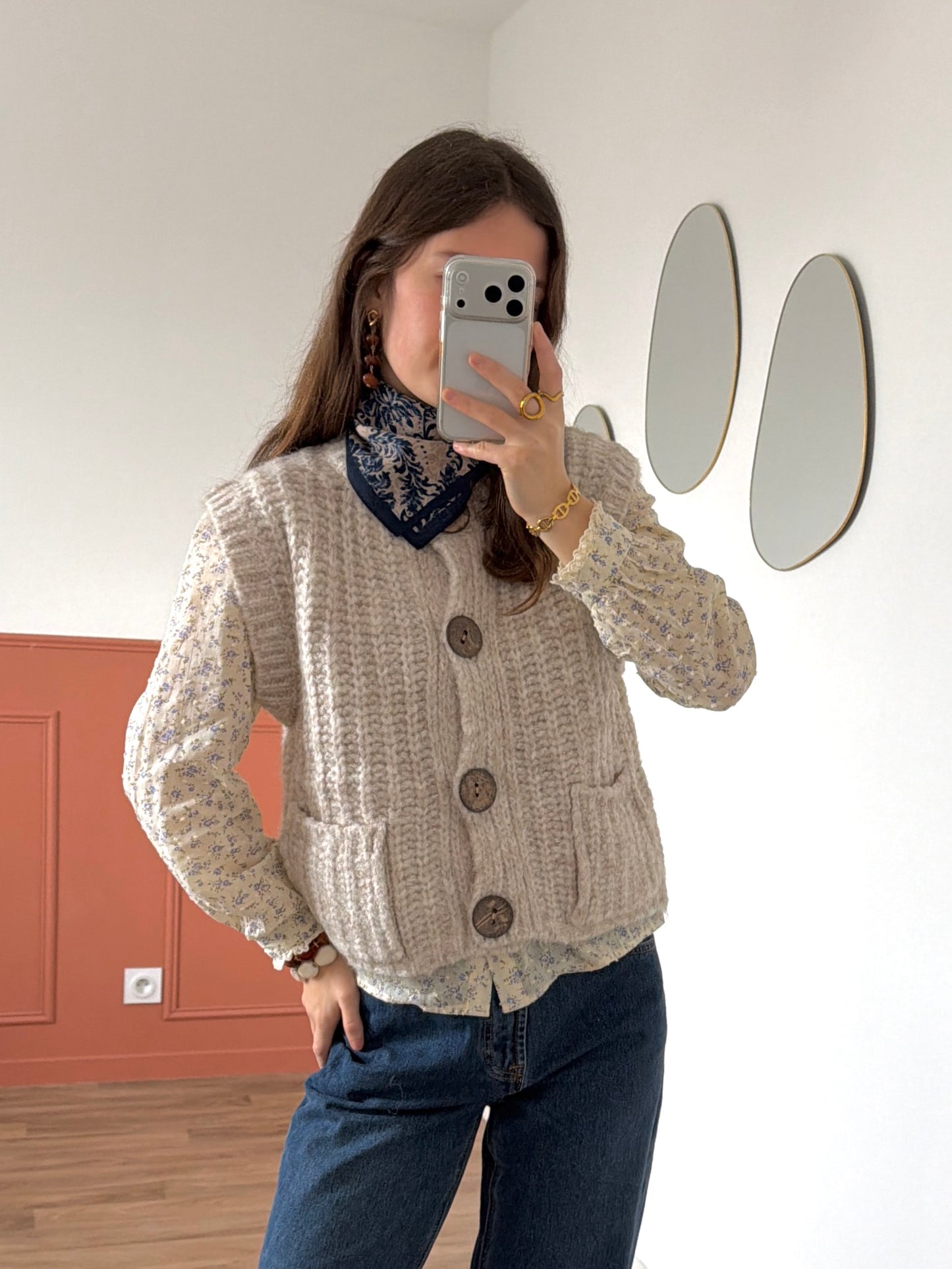 Cardigan sans manches JULIE écru