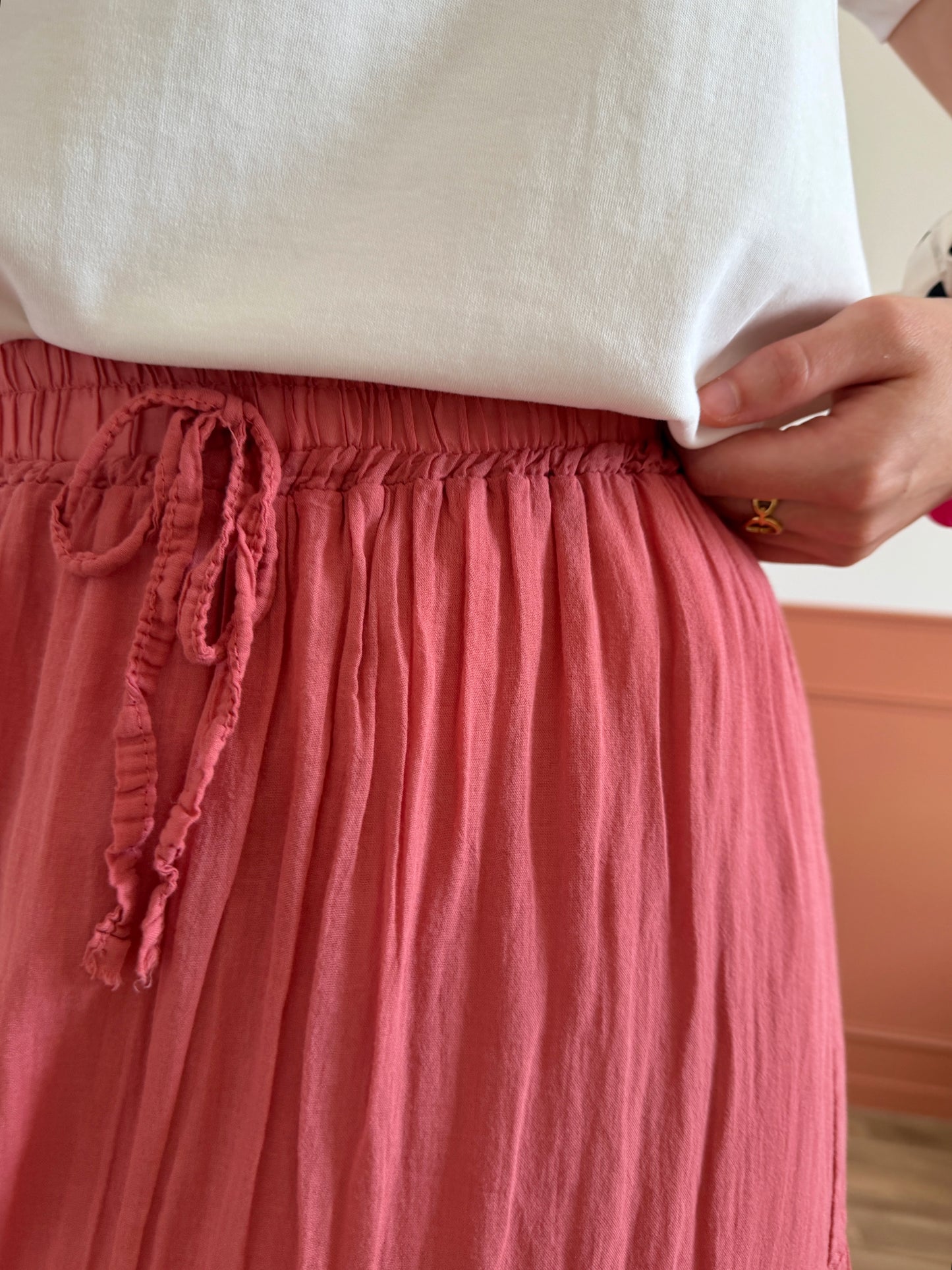 Jupe longue MORGANE vieux rose