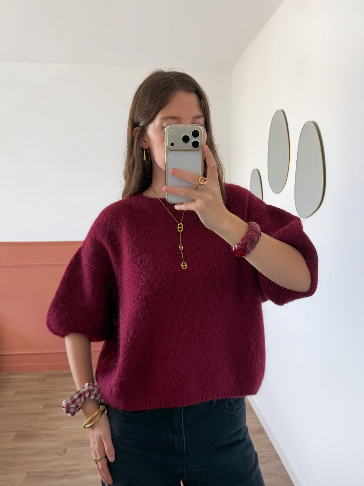 Pull manches courtes LANA bordeaux