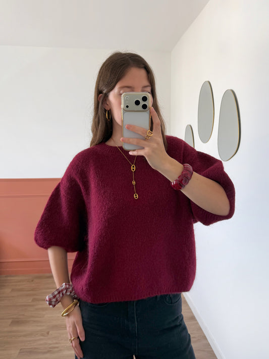 Pull manches courtes LANA bordeaux