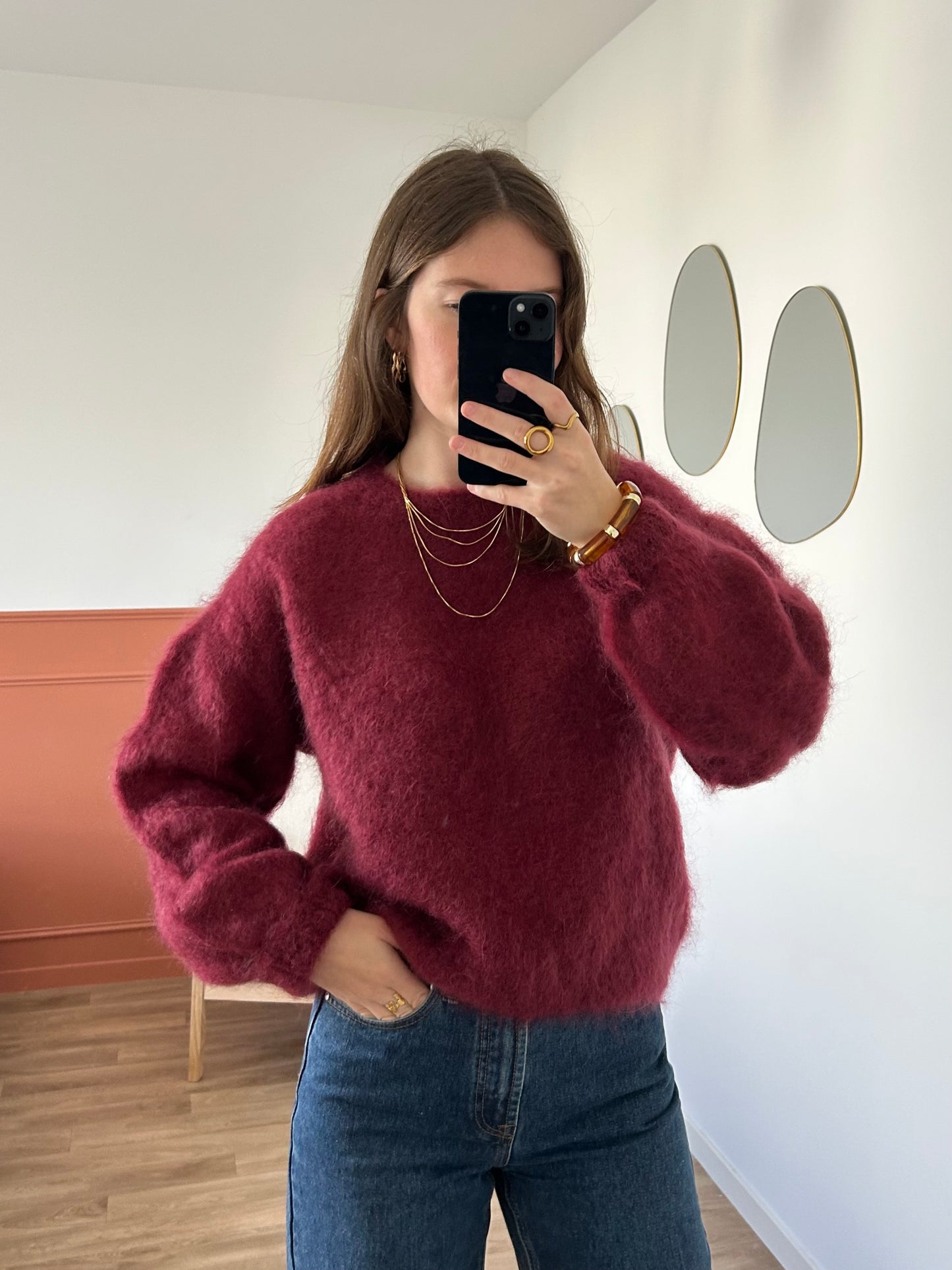 Pull MOHAIR bordeaux