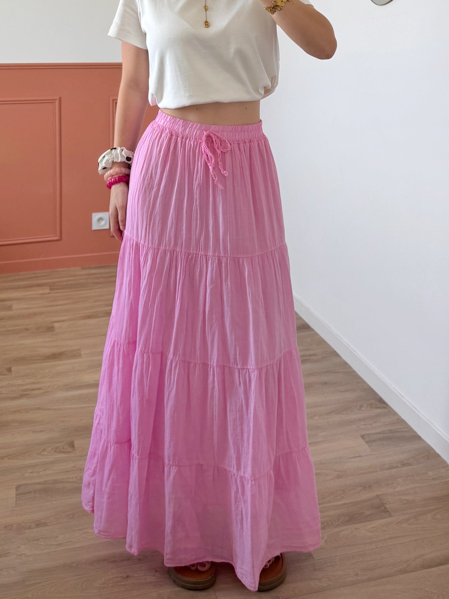 Jupe longue MORGANE rose