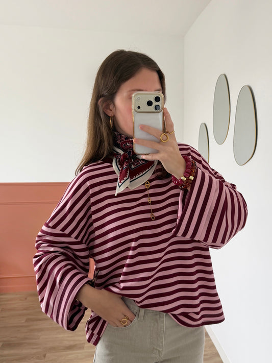 T-shirt BLEUENN rose et bordeaux