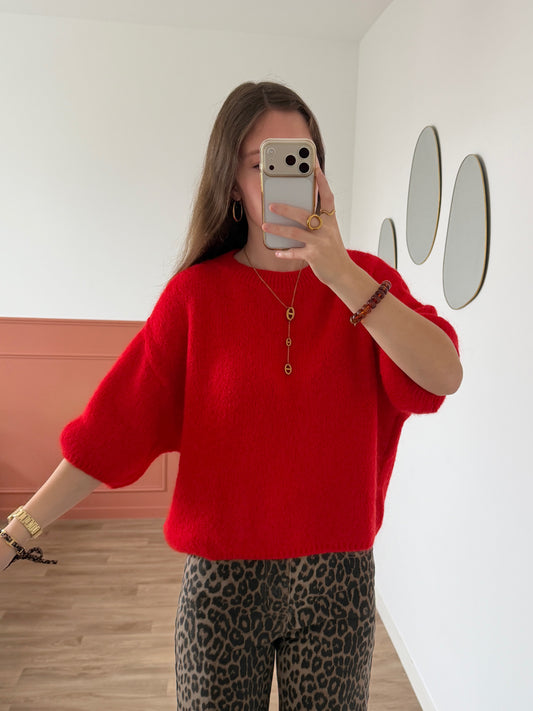 Pull manches courtes LANA rouge