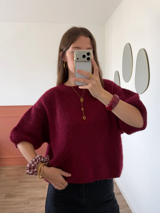 Pull manches courtes LANA bordeaux