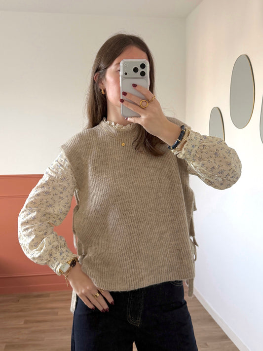 Pull sans manches ABBIE beige