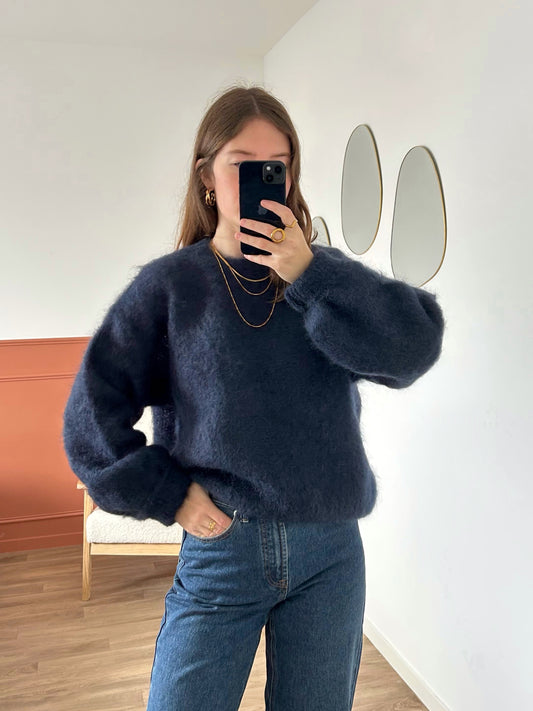 Pull MOHAIR bleu marine
