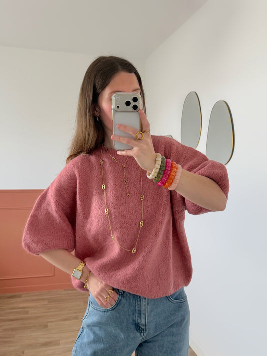 Pull manches courtes LANA vieux rose