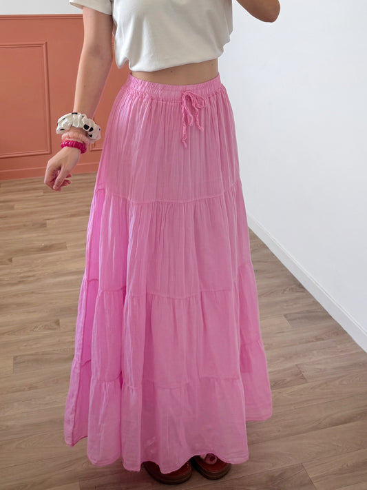 Jupe longue MORGANE rose